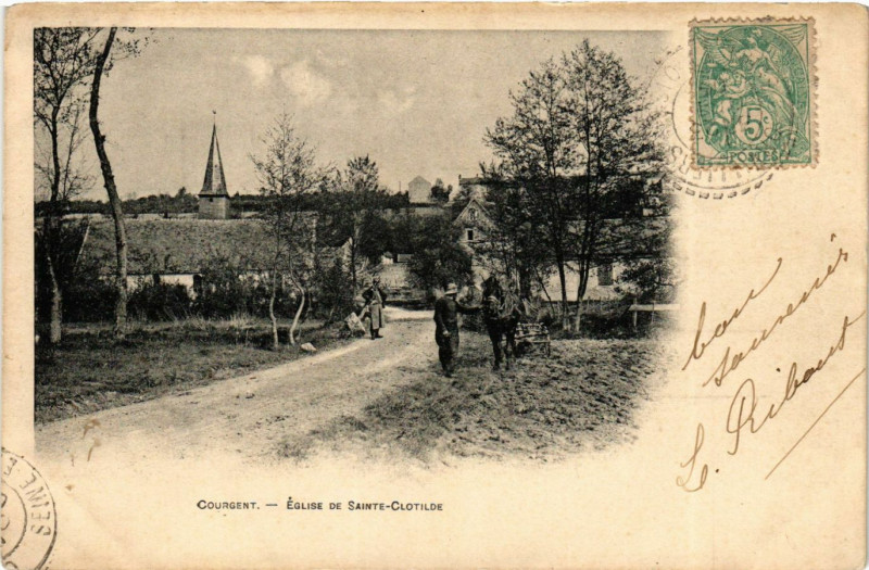 Carte postale ancienne Courgent - Eglise de Ste-Clotilde à Courgent