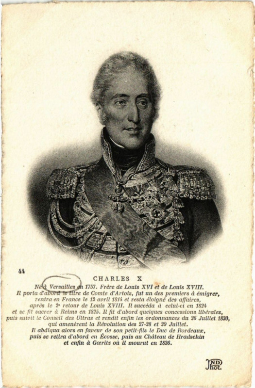 Carte postale ancienne Charles X - Nea Versailles du 1757 Frere de Louis Xvi et de à Versailles