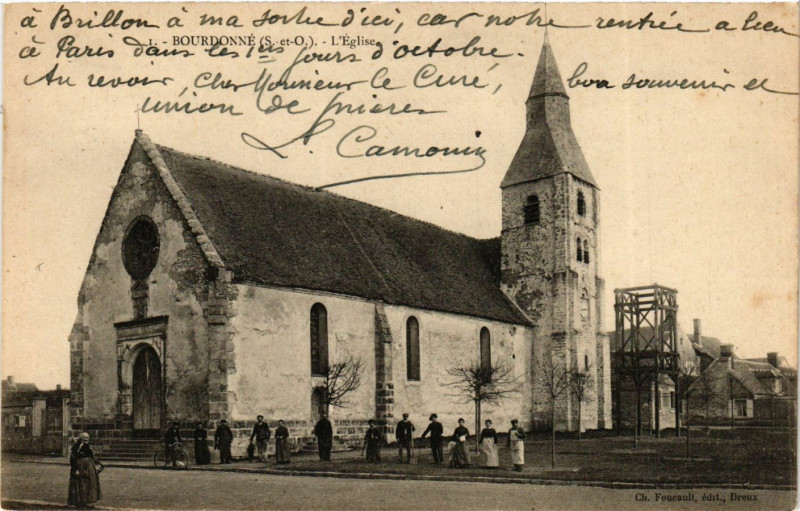 Carte postale ancienne Bourdonne - L'Eglise à Bourdonné