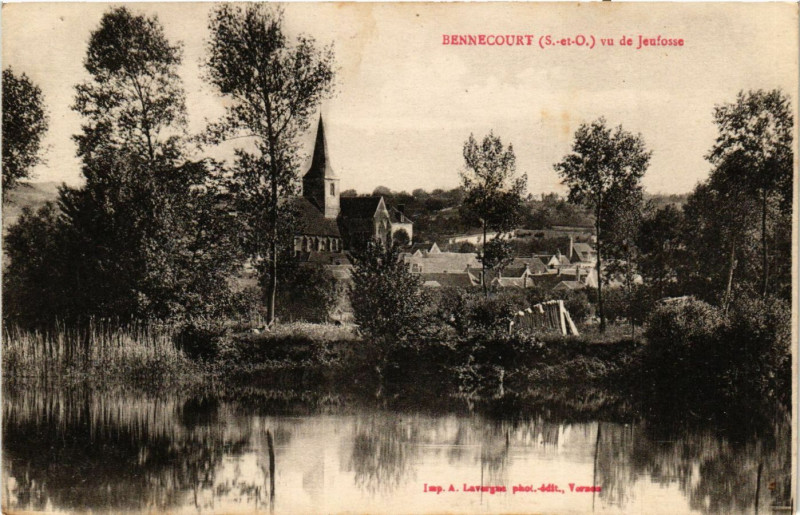 Carte postale ancienne Bennecourt vu de Jeufosse à Bennecourt