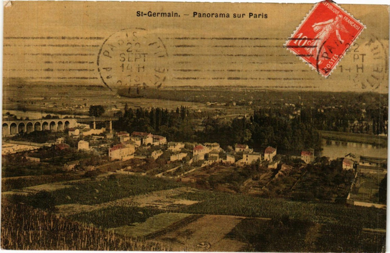Carte postale ancienne Saint-Germain - Panorama sur Paris