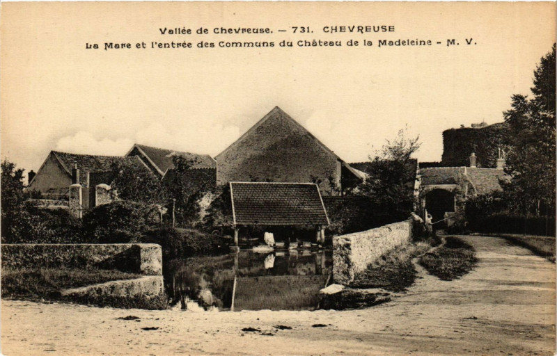 Carte postale ancienne Vallée de Chevreuse Chevreuse La Mare et l'entrée des communs.. à Chevreuse