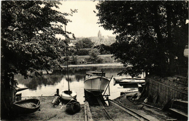 Carte postale ancienne Triel - Vers prise du Restaurant Maliard