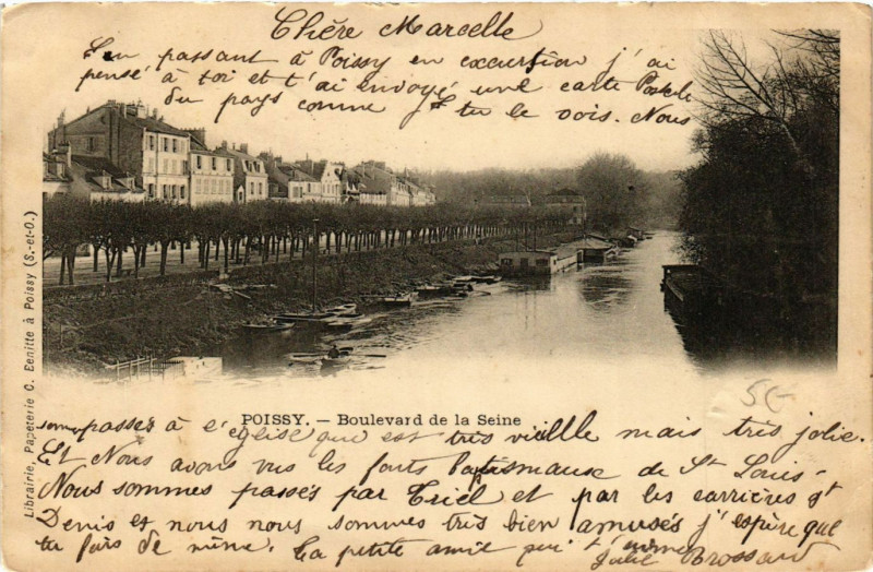 Carte postale ancienne Poissy - Boulevard de la Seine à Poissy