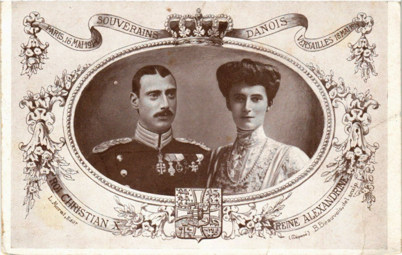 Carte postale ancienne Paris 16 Mai 1914 - Souvenirs Danois Versailles 18 Mai 1914 à Versailles