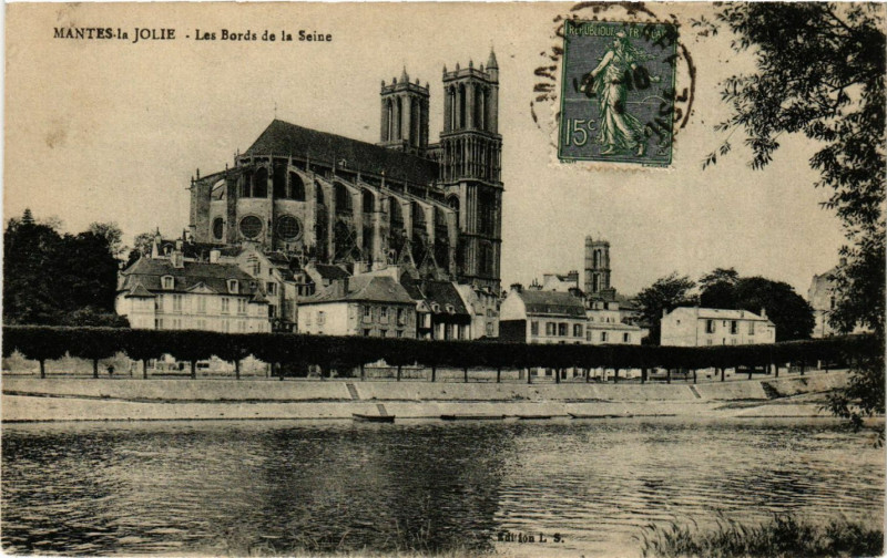 Carte postale ancienne Mantes - la-Jolie - Les Bords de la Seine à Mantes-la-Jolie
