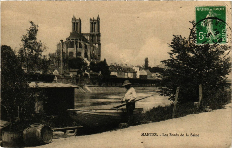Carte postale ancienne Mantes - Les Bords de la Seine