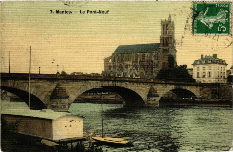 Carte postale ancienne Mantes - Le Pont-Neuf