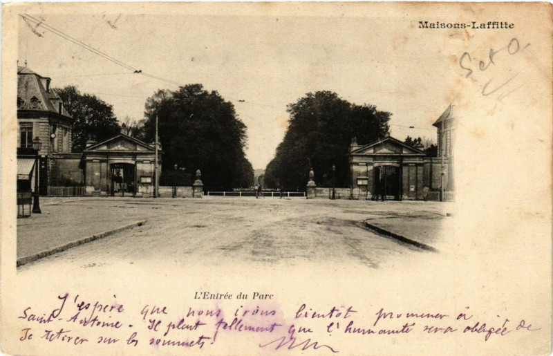 Carte postale ancienne Maisons-Laffitte - L'Entrée du Parc à Maisons-Laffitte