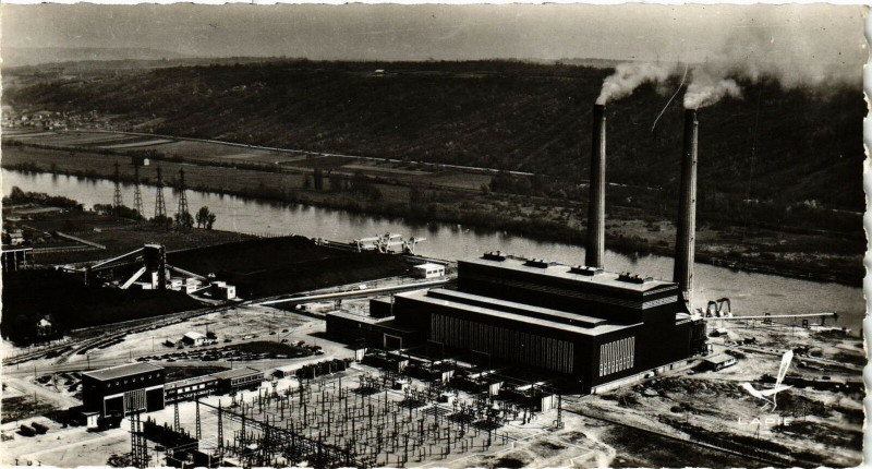 Carte postale ancienne Industrie - La Centrale Thermique de Porcheville à Porcheville