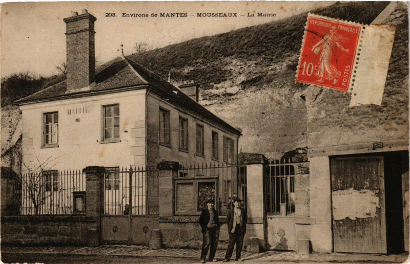Carte postale ancienne Env. de Mantes - Mousseaux - La Mairie
