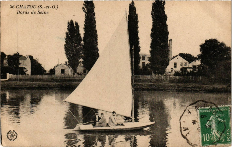 Carte postale ancienne Chatou - Bords de Seine à Chatou