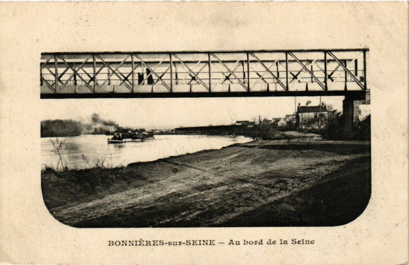 Carte postale ancienne Bonnieres-sur-Seine - Au bord de la Seine à Bonnières-sur-Seine