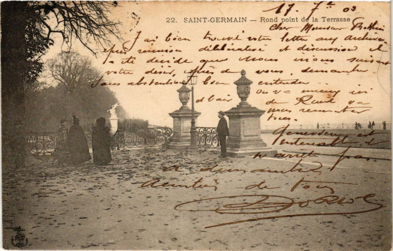 Carte postale ancienne Saint-Germain - Rond point de la Terrasse