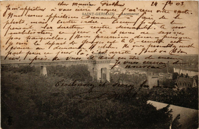 Carte postale ancienne Saint-Germain - Ascenseur