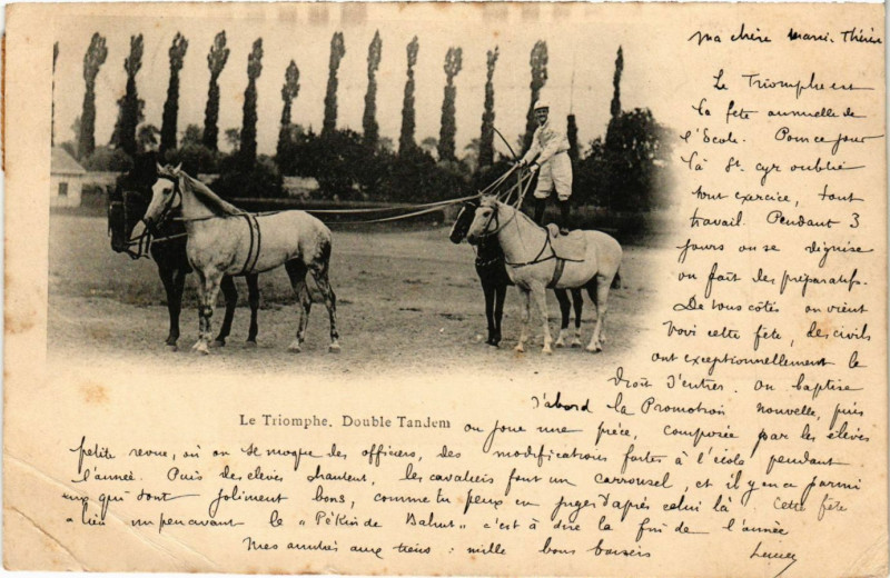 Carte postale ancienne Le Triomphe Double Tandem