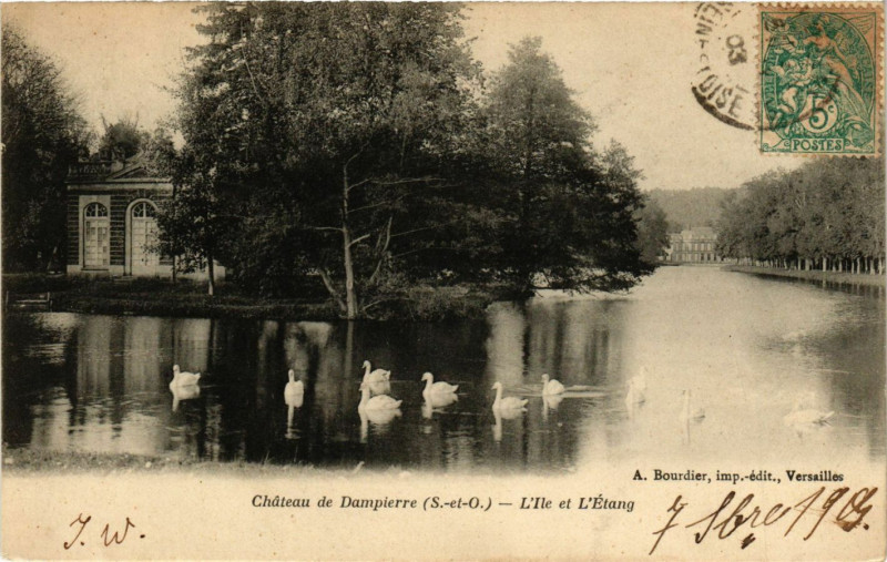 Carte postale ancienne Chateau de Dampierre - L'Ile et l'Etang