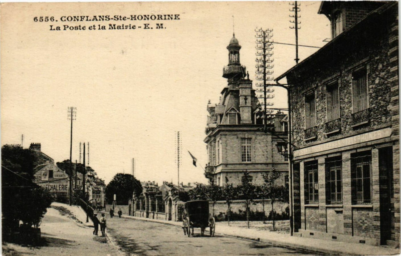 Carte postale ancienne Conflans-Sainte-Honorine - La Poste et la Mairie à Conflans-Sainte-Honorine