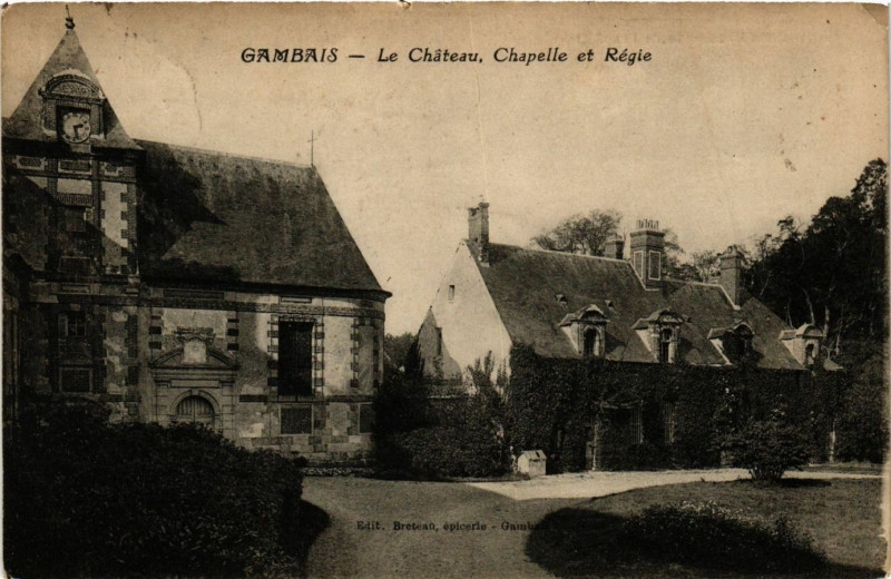 Carte postale ancienne Gambais - Le Chateau. Chapelle et Regie à Gambais