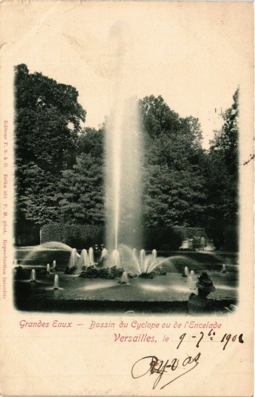 Carte postale ancienne Grandes Eaux - Bassin du Cyclope ou de l'Encelade - Versailles... à Versailles