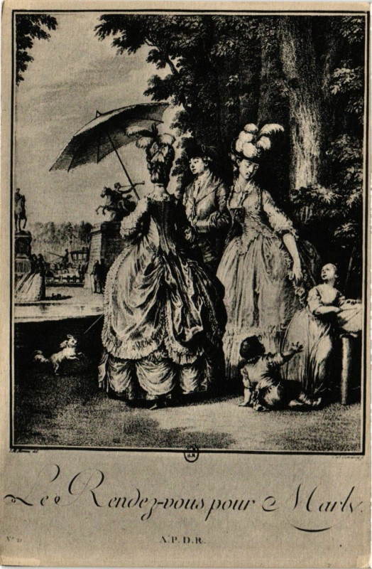 Carte postale ancienne Le rendez-vous pour e Marly