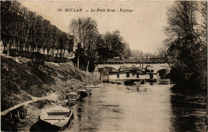 Carte postale ancienne Meulan - Le Petit Bras - Paysage
