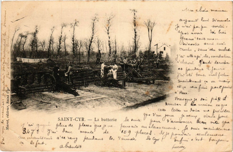Carte postale ancienne Saint-Cyr - La batterie