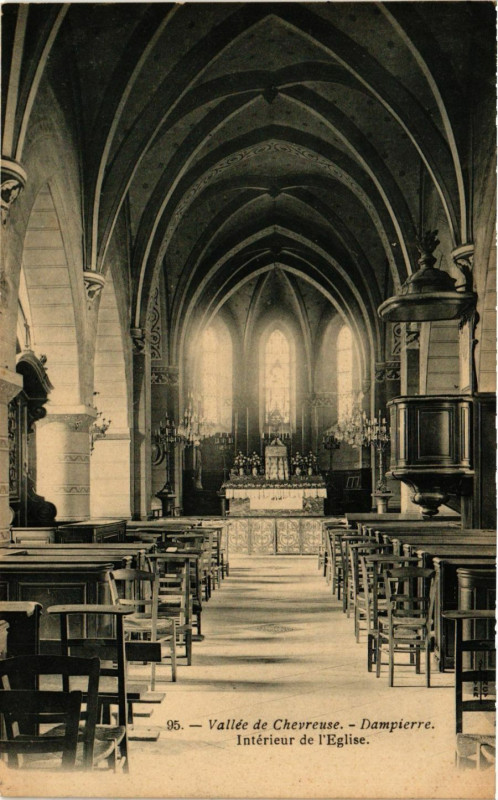 Carte postale ancienne Vallée de Chevreuse - Dampierre - Interieur de l'Eglise à Chevreuse