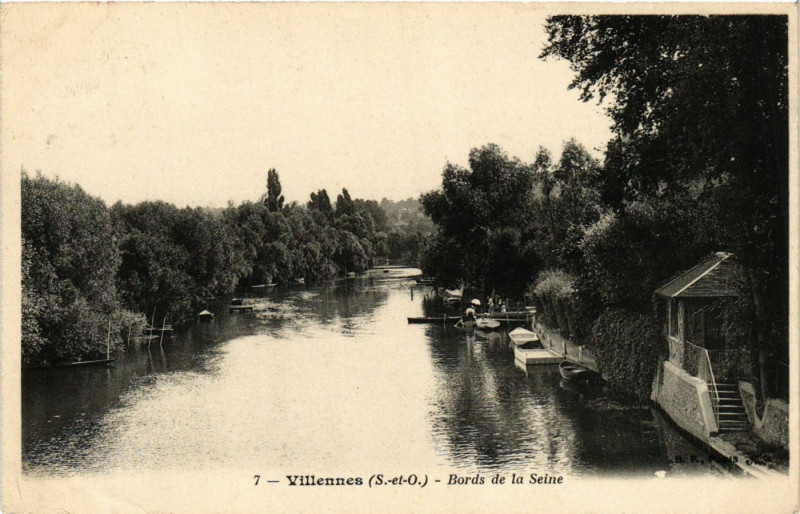 Carte postale ancienne Villennes - Bords de la Seine