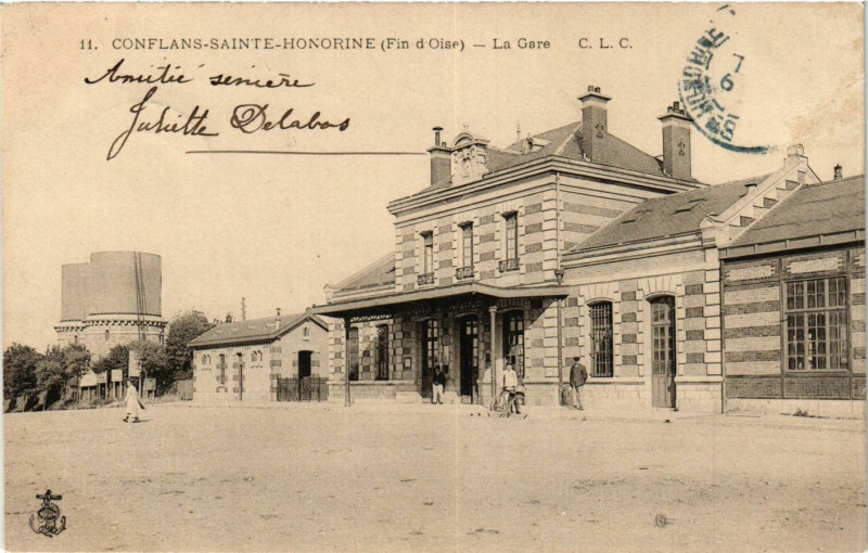 Carte postale ancienne Conflans-Sainte- Honorine (Fin d'Oise) - La Gare à Conflans-Sainte-Honorine