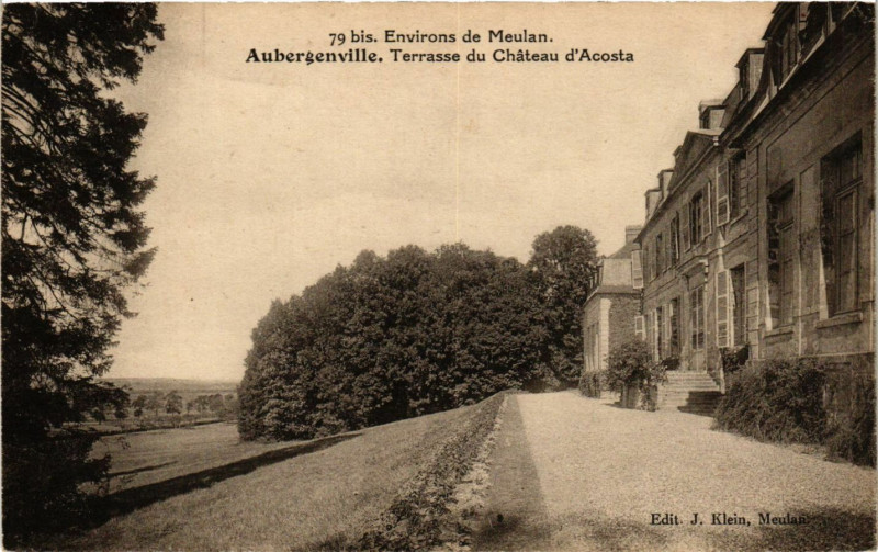 Carte postale ancienne Env. de Meulan - Aubergenville Terrasse du Chateau d'Acosta à Aubergenville