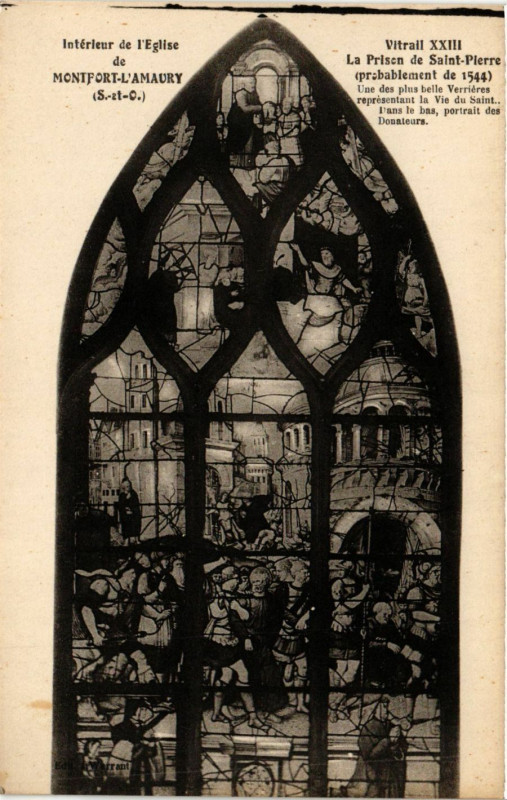 Carte postale ancienne Interieur de l'Eglise de Montfort-L'Amaury - Vitrail... à Montfort-l'Amaury