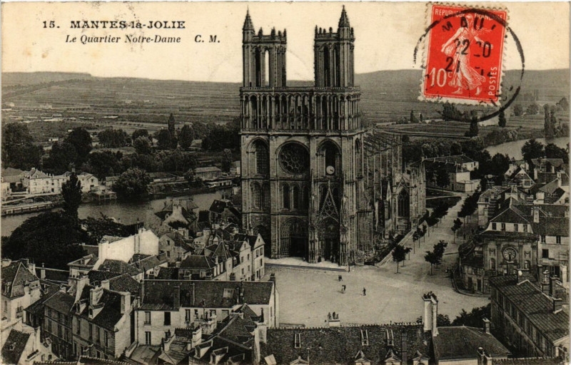 Carte postale ancienne Mantes-la-Jolie - Le Quartier Notre-Dame à Mantes-la-Jolie