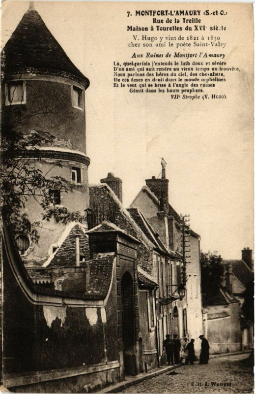 Carte postale ancienne Montfort l'Amaury Rue de la Treille, maison a Tourelle France à Montfort-l'Amaury