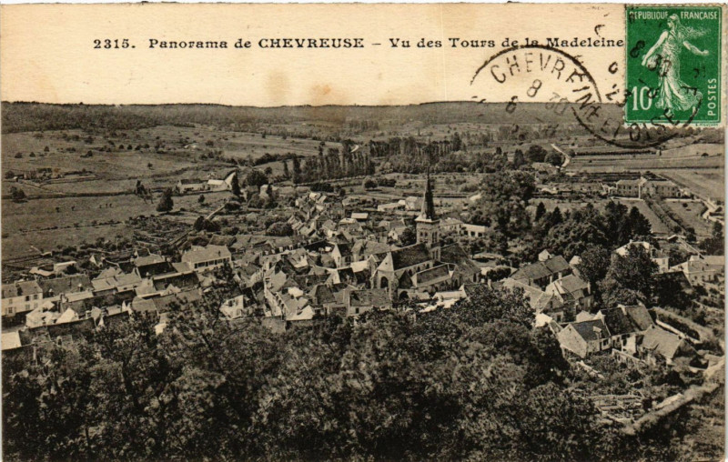 Carte postale ancienne Panorama de Chevreuse - Vu des Tours de la Madeleine à Chevreuse