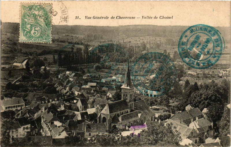 Carte postale ancienne Vue générale de Chevreuse - Vallée de Choisel à Chevreuse