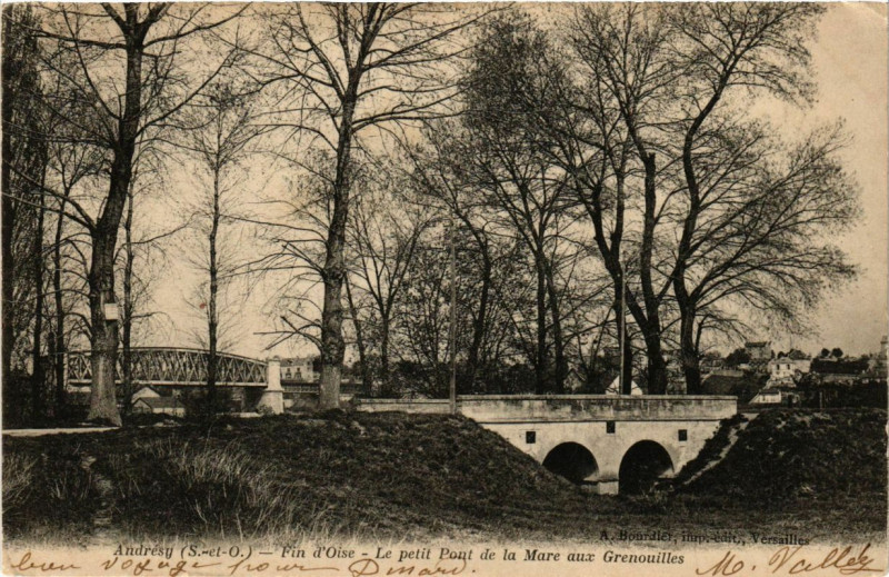 Carte postale ancienne Andresy - Fin-d'Oise - Le petit Pont de la Mare aux... à Andrésy