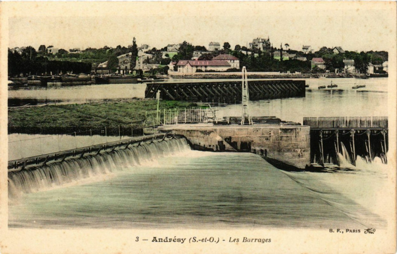 Carte postale ancienne Andresy - Les Barrages à Andrésy