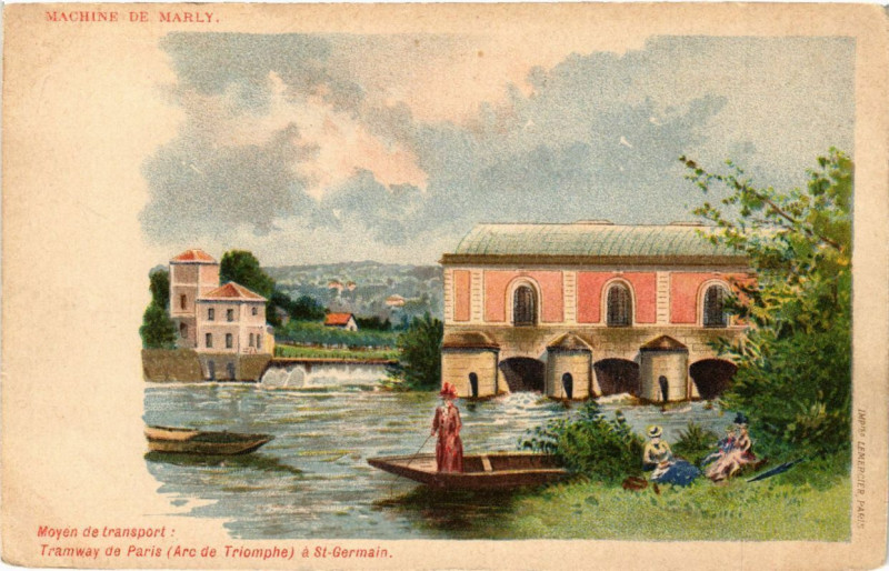 Carte postale ancienne Moyen de transport Tramway de Paris (Arc de Triomphe) a Saint-Germain