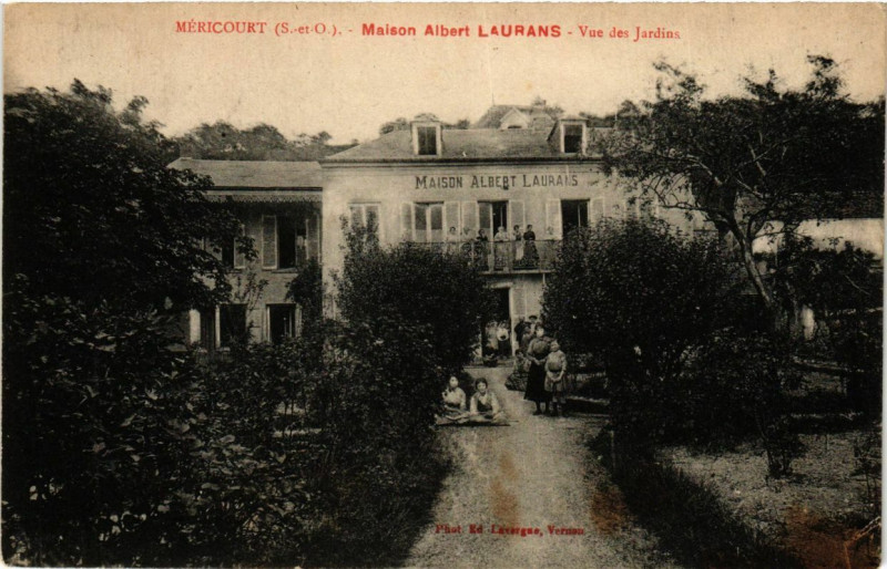 Carte postale ancienne Mericourt - Maison Albert Laurans - Vue des Jardins à Méricourt