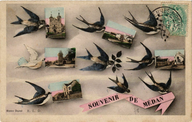 Carte postale ancienne Souvenir de Medan à Médan
