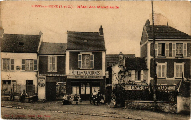 Carte postale ancienne Rosny-sur-Seine - Hotel des Marchands à Rosny-sur-Seine