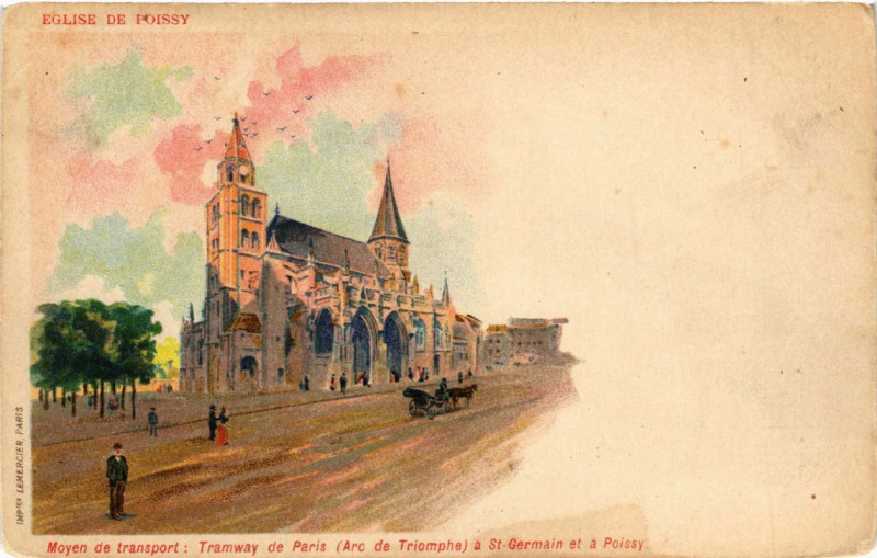 Carte postale ancienne Moyen de transport Tramway de Paris (Arc de Triomphe) a Saint-Germain