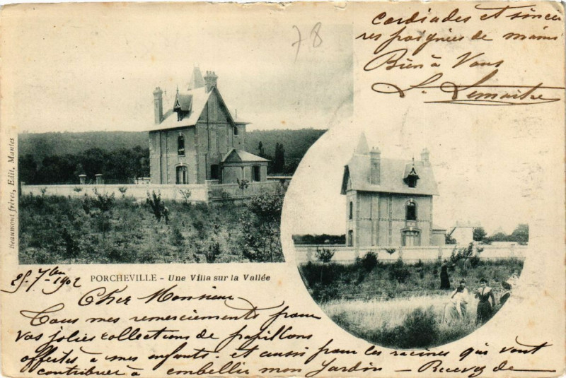 Carte postale ancienne Porcheville - Une Villa sur la Vallée à Porcheville
