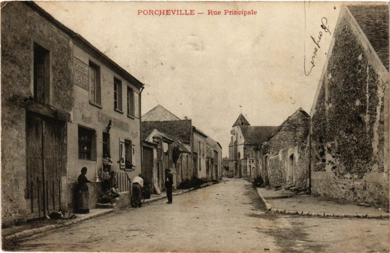 Carte postale ancienne Porcheville - Rue Principale à Porcheville