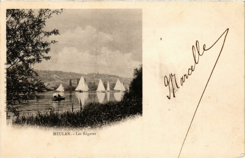 Carte postale ancienne Meulan - Les Regates