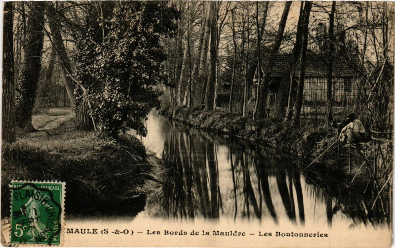 Carte postale ancienne Maule - Les Bords de la Mauldre - Les BOUTONNEries à Maule