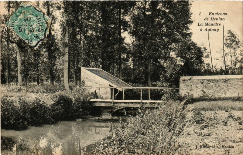 Carte postale ancienne Env. de Meulan - La Mauldre a Aulnay