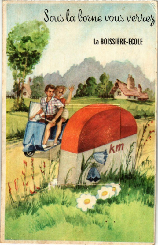 Carte postale ancienne Sous la borne vous verrez - La Boissiere-Ecole