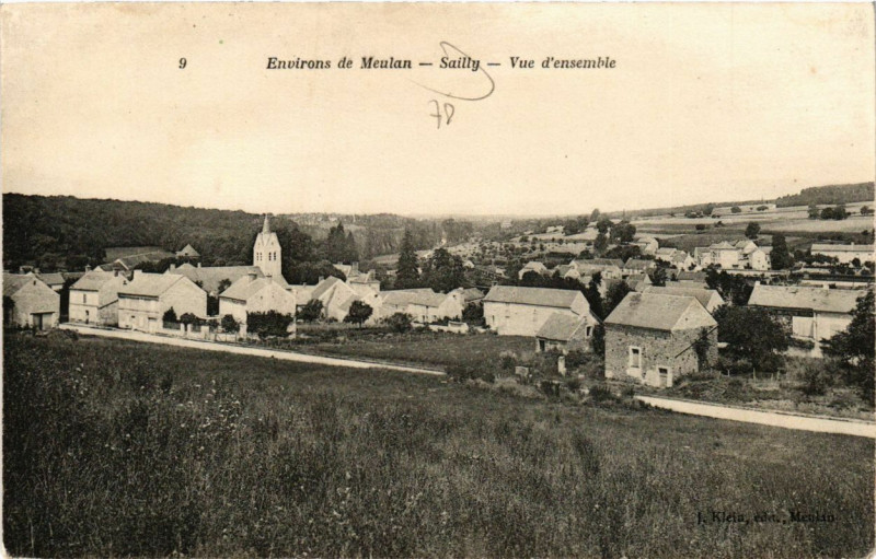 Carte postale ancienne Env. de Meulan - Sailly - Vue d'ensemble à Sailly